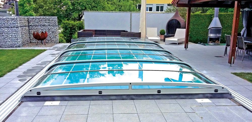 Poolüberdachung Montana, flache Ausführung